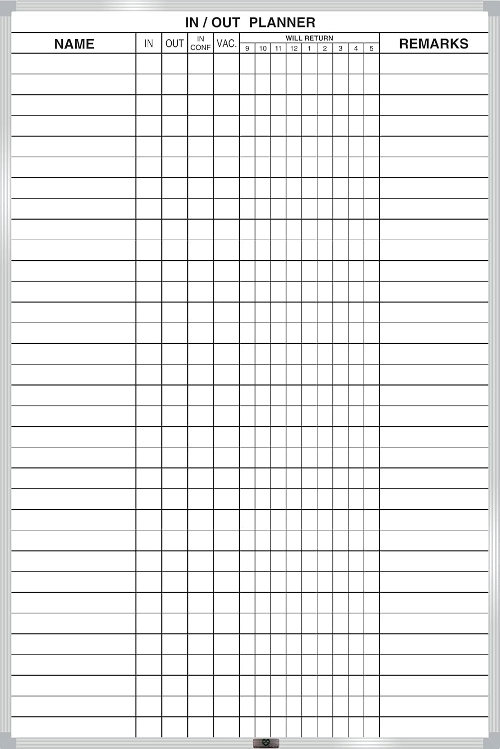 Magna Visual Magnetic Dry Erase in/Out Planner, 36"x24", Black/White