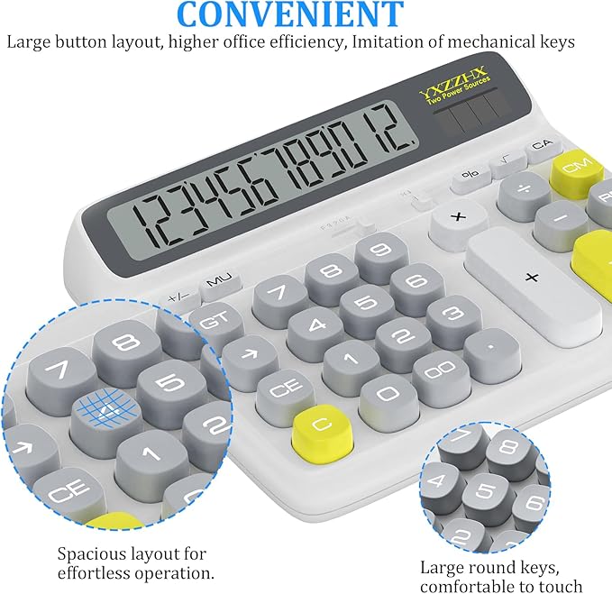 Desktop Calculator with Extra Large 5-Inch LCD Display, 12-Digit Two Way Power - Image 5