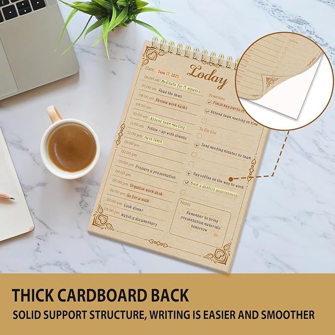 Tlenpo Daily To Do List Notebook 60 Sheets Vintage kraft paper, 5.1 x 7 In - Image 5