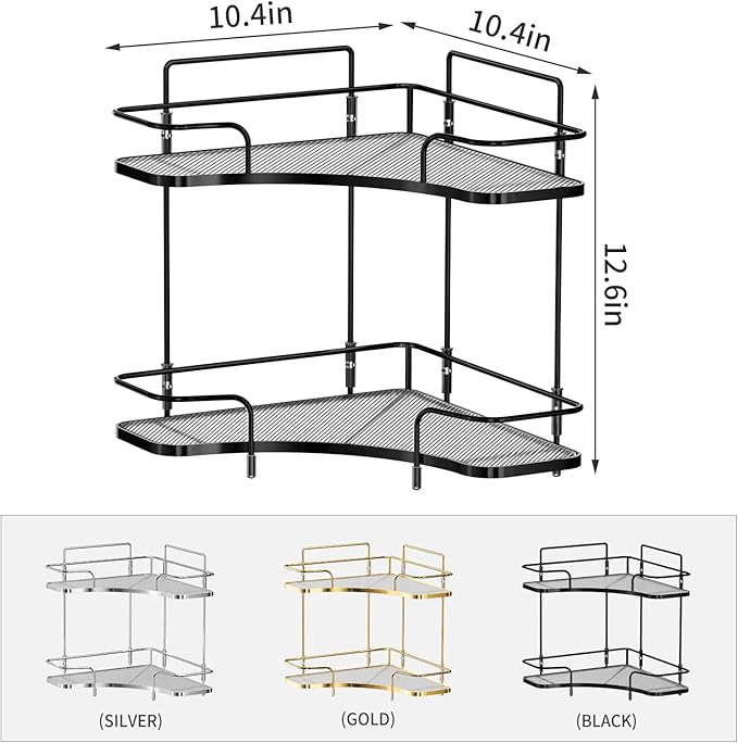 Seoneiro 2 Tier Corner Bathroom Counter Organizer, Cosmetic Skincare Organizer - Image 3