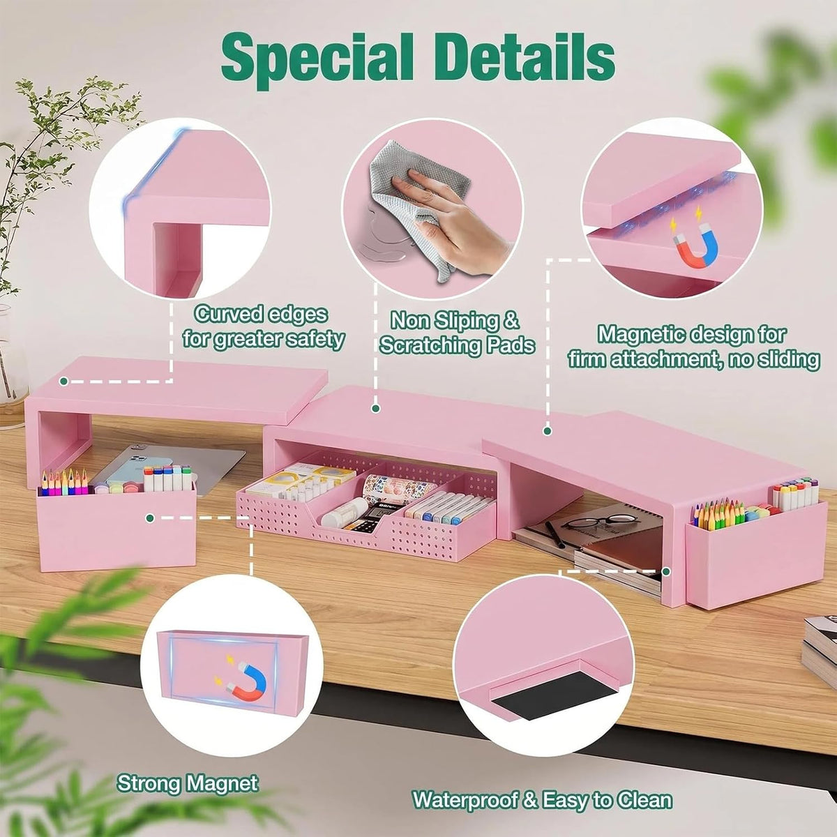 OPNICE Desk Organizer and Accessories, Computer Monitor Stand Riser with Draw...