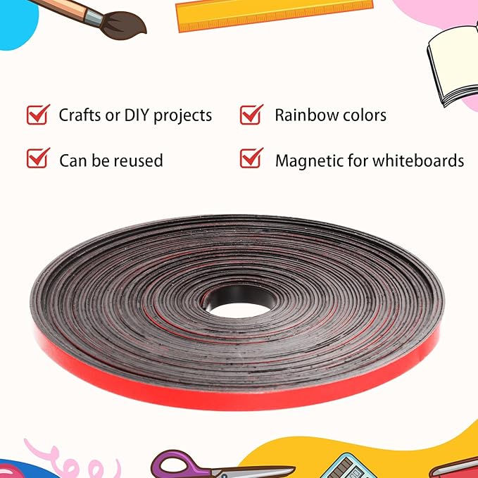 AmazingSpark Magnetic Tape Roll Thin Strips, 0.39 Inch x 66 Feet Magnetic Board - Image 5