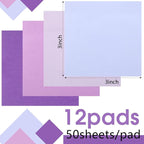 Thenshop 12 Pads Purple Sticky Notes 3''x3'', Self Stick Notes Pads Purple - Image 2