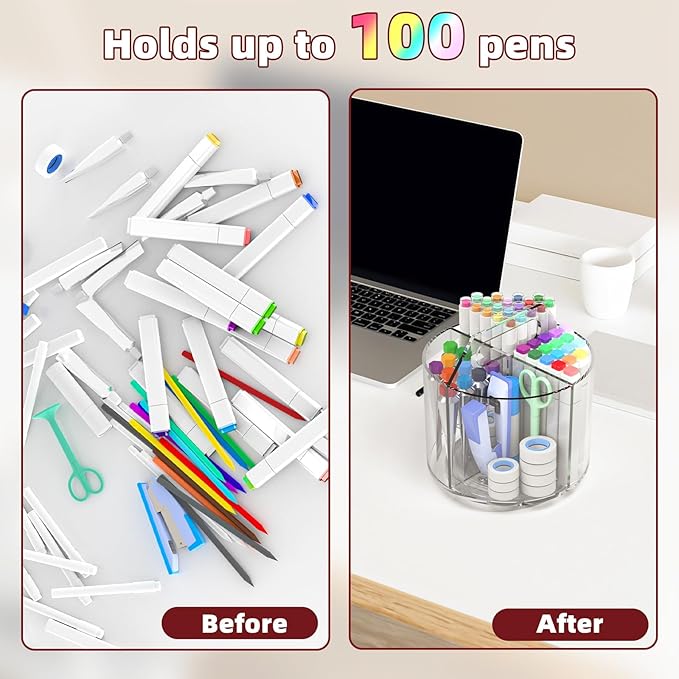 2 Pack Pen Pencil Holder for Kids, Rotating Pen Holder for Desk Organizer - Image 4