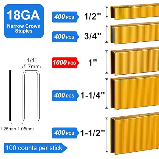 SimCos 18 Gauge 1/4" Narrow Crown Staples, Galvanized Upholstery Staples - Image 2