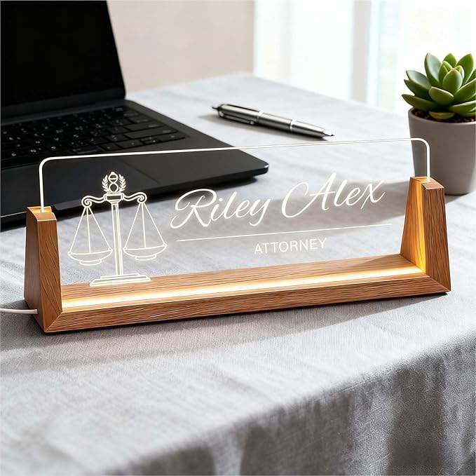 Personalized Desk Name Plate, Custom Light Up Acrylic Office Sign - Image 6