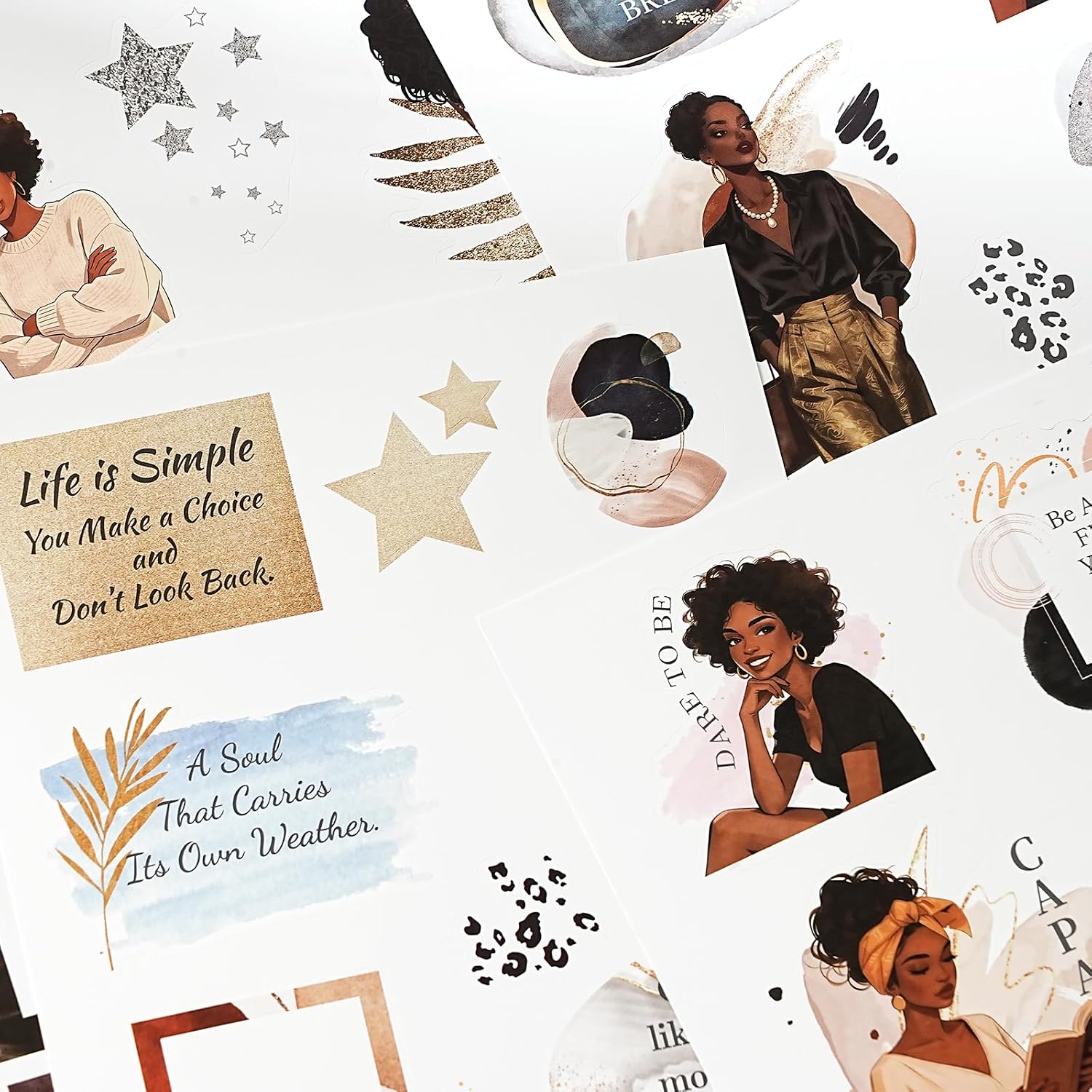 Black Girl Stickers Book - Planner Stickers, Journaling Sticker Decals | Inspirational African American Women Sticker for Adult, for Laptop, Water Bottle, Phone Case, Scrapbook Accessories for Women