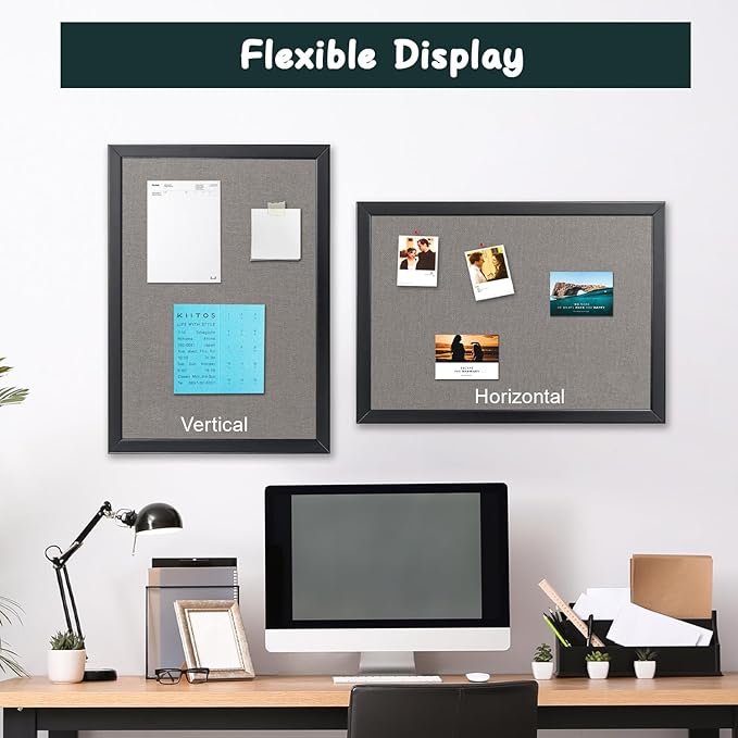 Gideal Bulletin Board 36 x 48 Inch, 100% Wood Framed Canvas Cork Board - Image 7