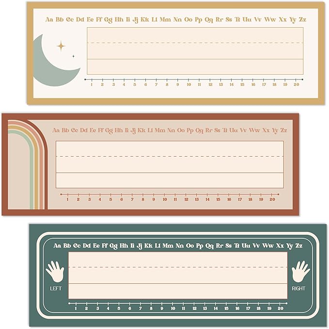 Name Tags for Desks, Retro Students Name Plates, Boho Rainbow Labels for School by Unknown