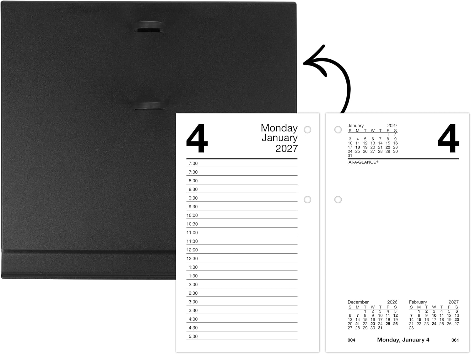 AT-A-GLANCE 2027 Desk Calendar Refill for E1700 Base, Daily Desk Pad Refill, 3.5" x 6", Standard, Loose-Leaf (E7175027)