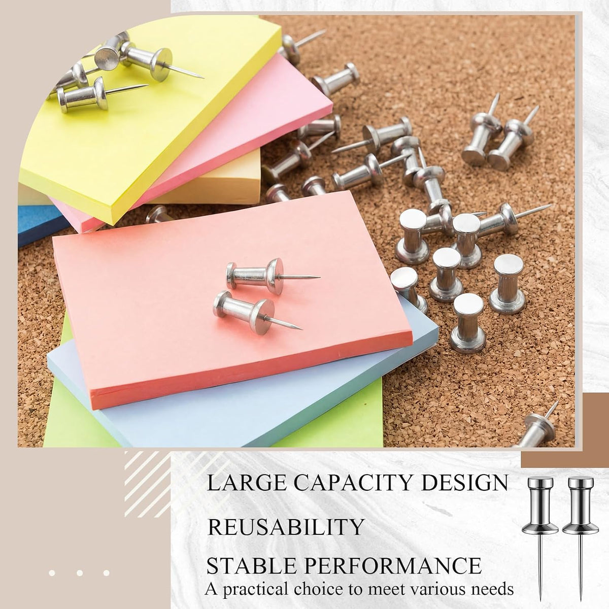 Moxweyeni 300 Pcs Aluminum Head Push Pins with 5/8" Steel Solid Thumb Tacks