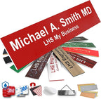 Engraved Door Signs for Office Personalized Red Plastic Door Plaque White by LHS+My+Business