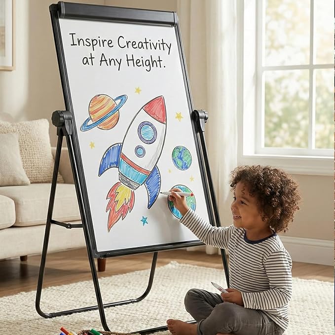40"x28" U Stand Double Sided Magnetic Dry Erase Board Easel Stand, Homeschool & - Image 6