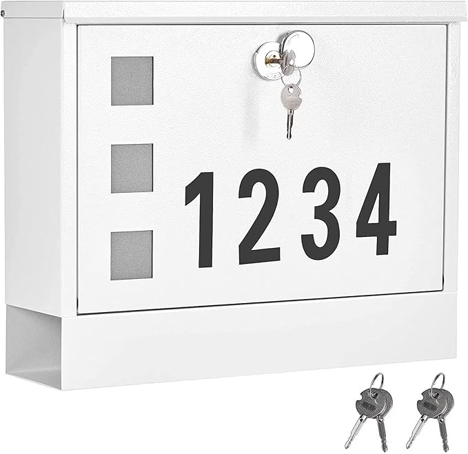 LAND·VOI Locking Mailbox Wall Mounted, Metal Postbox by LAND%C2%B7VOI