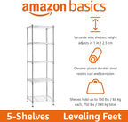 Amazon Basics 5-Shelf Tower Adjustable Storage Shelving Unit, 16 D x 16 W x 54 - Image 4