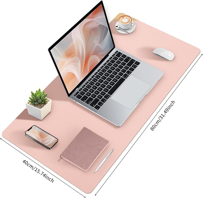Blossoms Pink Desk Mat, Waterproof Non-Slip Leather Desk Pad, Large Mouse Pad - Image 4
