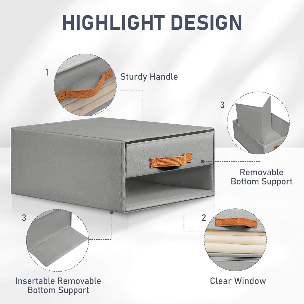 DIMJ Closet Organizers and Storage - Fabric Bins with Drawers for Closet Fold...