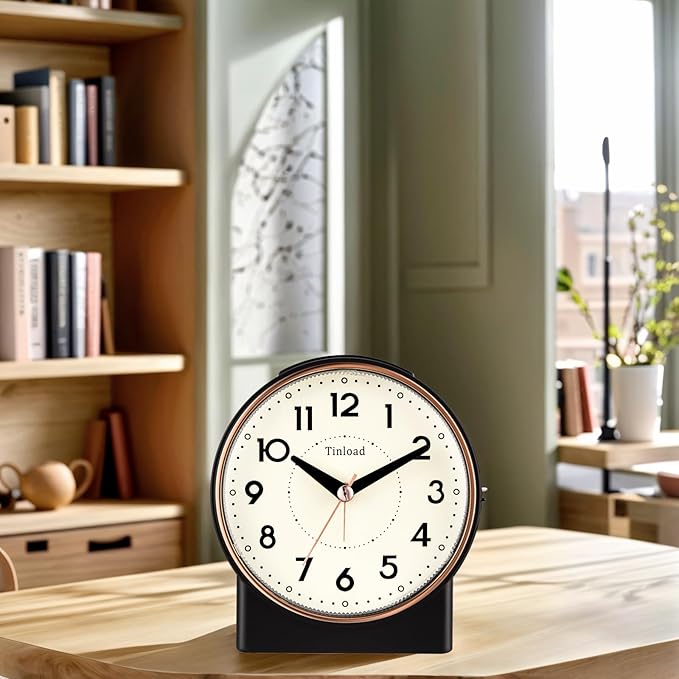Tinload 4.3" Retro Analog Alarm Clock, Vintage Decor, No Ticking Silent - Image 2
