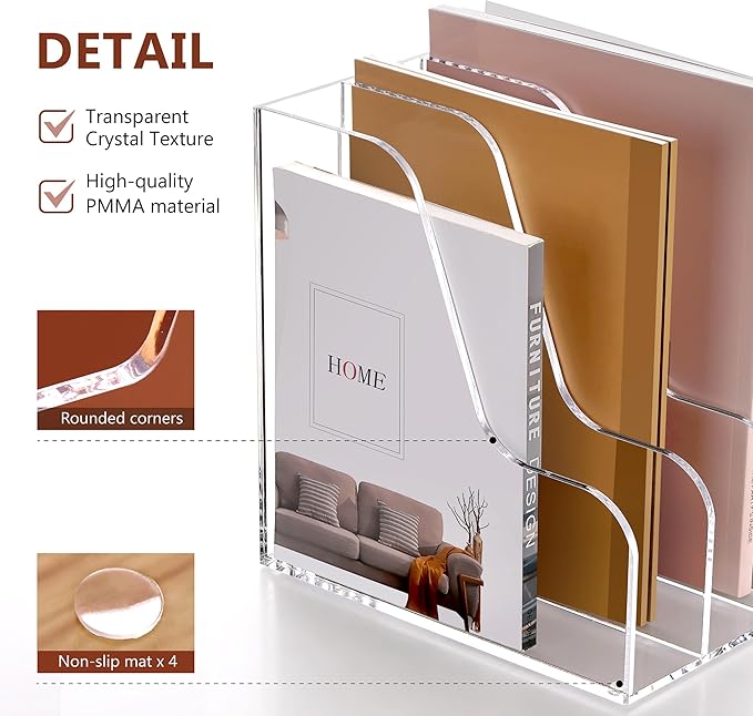 SANRUI Acrylic File Organizer, Compact Desk Organizer - Image 3