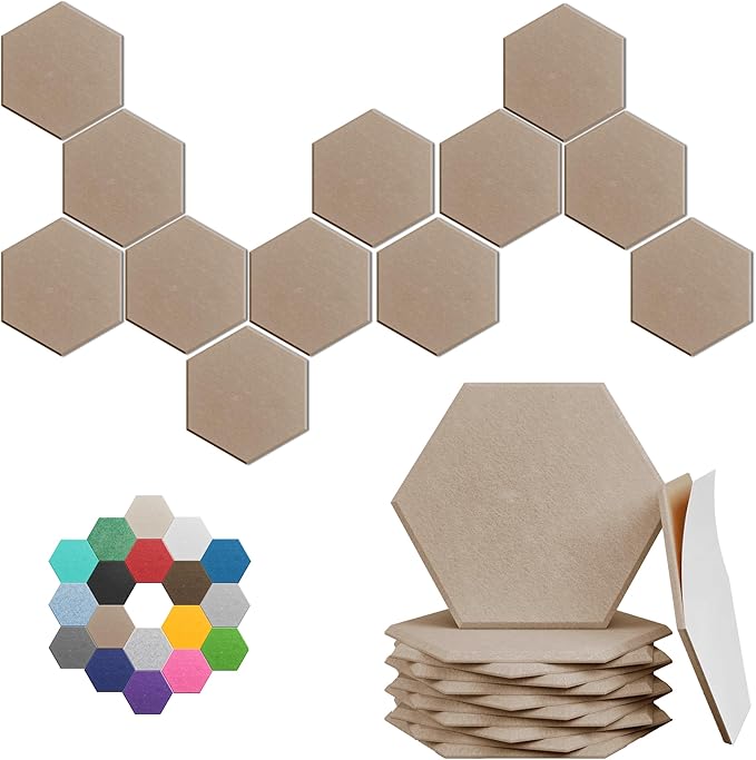 Hexagonal Acoustic Panels-12 Pack High-Density Sound Absorbing Panels by UNECHOACOUSTIC