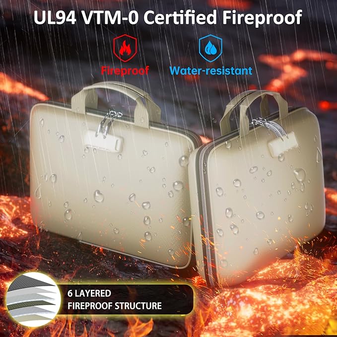 Fireproof File Organizer with Lock, Hard-Shell Case Fireproof Document Box with - Image 2