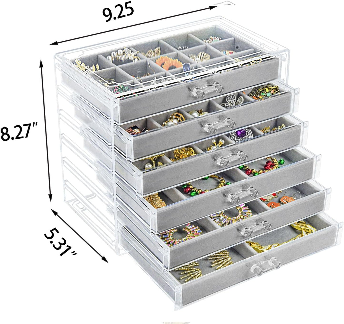 Watpot Acrylic Jewelry Box Organizer and Storage 6 Drawer for Earring Display...