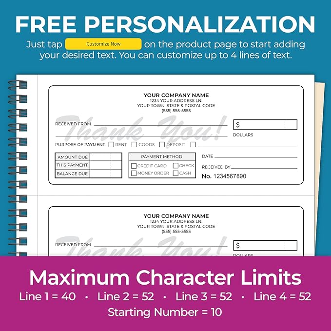 Custom 8.5" x 7" Carbonless NCR Books in 3-Part Triplicate Invoices, Work Orders - Image 4
