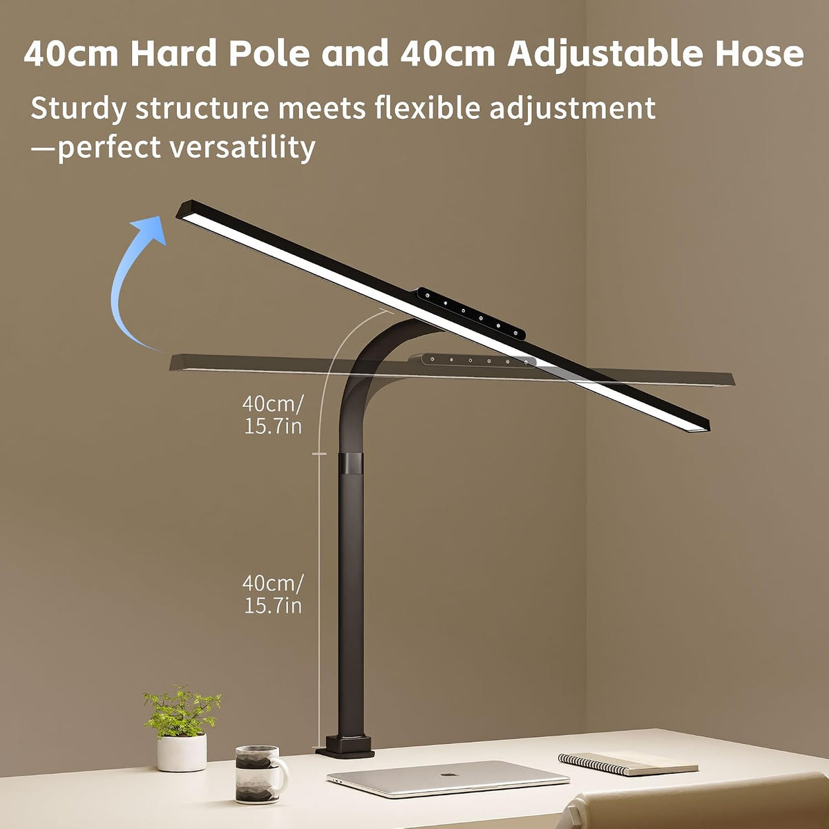LED Desk Lamp with Clamp for Home Office, 24W Super Bright Tall Desk Light