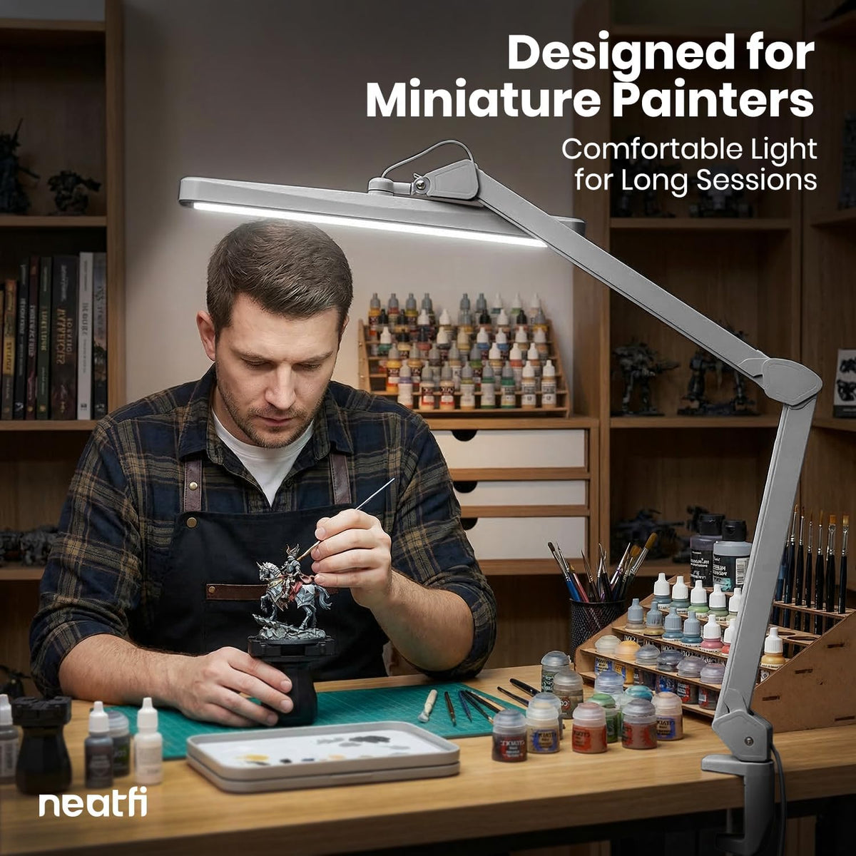 Neatfi 2500LM LED Task Lamp w/Clamp, 22-Inch Wide Head, Non-CCT (Silver)