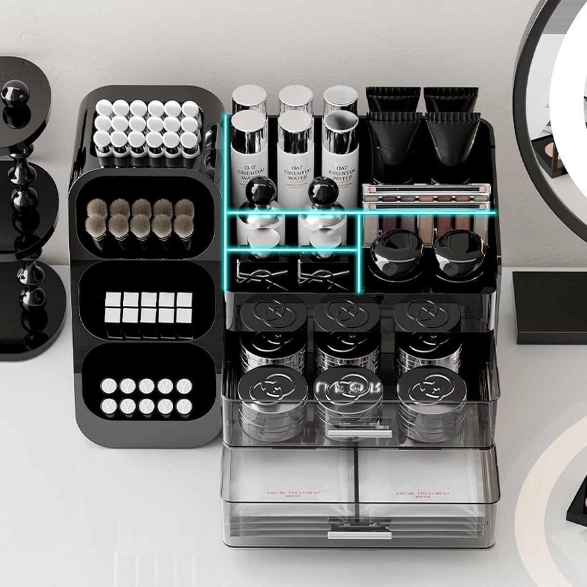 Makeup Organizer with Drawers, Large Capacity Countertop Organizers for Vanit...