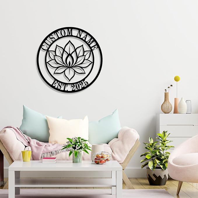 Personalized Lotus Metal Sign, Custom Lotus Flower Wall Decor, Zen Metal Wall - Image 3