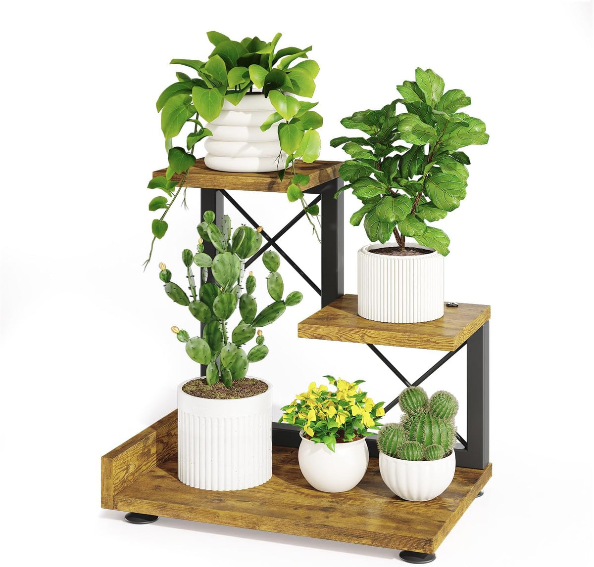 iDavosic.ly Table Top Small Plant Stand, Succulent Holder for Desk, Brown