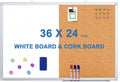 Magnetic White Board and Cork Board Combo, 36 X 24 inches Whiteboard Bulletin