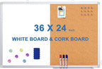 Magnetic White Board and Cork Board Combo, 36 X 24 inches Whiteboard Bulletin by TRIPOLLO