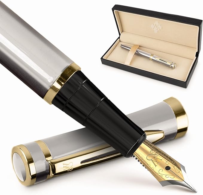 Wordsworth & Black Fountain Pen Set, 18K Gilded Broad Nib, Includes 6 Pack Ink by WordsworthBlack