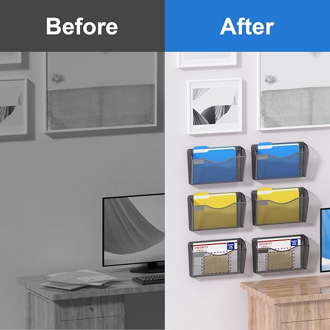 samstar 6 Pack Magnetic File Holder, Mesh Wall File Organizer File Pocket Mail - Image 7