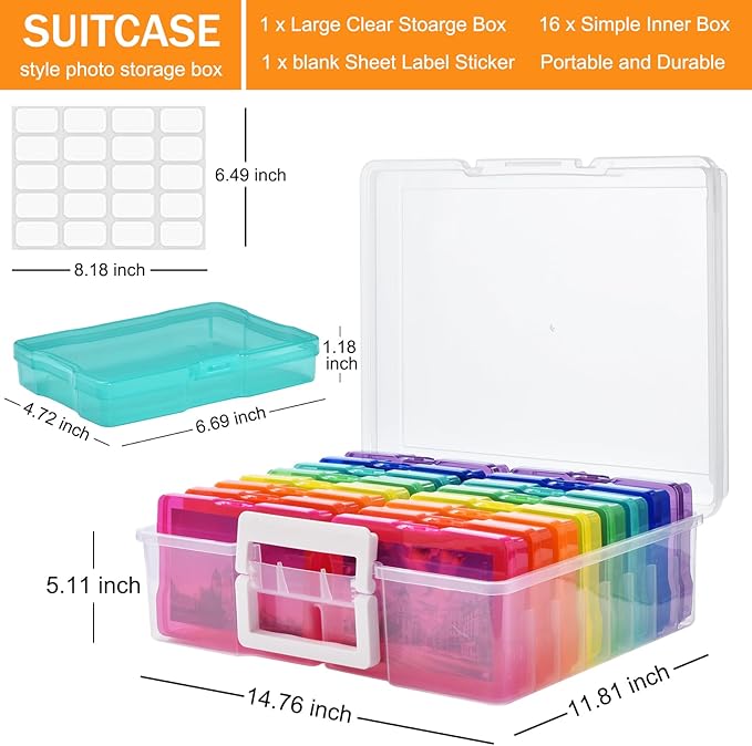 ALINK Photo Storage Box with Handle, Office Supplies - Image 2