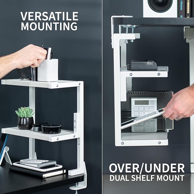 VIVO Clamp-on 13 inch Above or Below Desk 2-Tier Shelving Unit - Image 4
