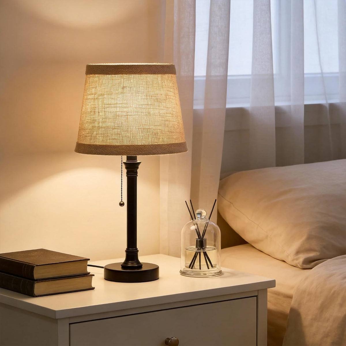 oneach 19.5" small table lamp for bedroom, front angle view