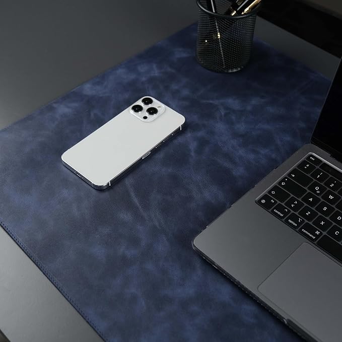 TORONATA Jersey Genuine Calfskin Leather Desk Pad, Office Desk Mat - Image 5