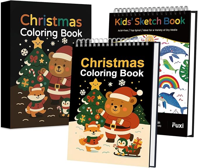 Fuxi Christmas Coloring Books for Kids Ages 8-12, 60 Sheets Blank Sketchbook + - Image 9
