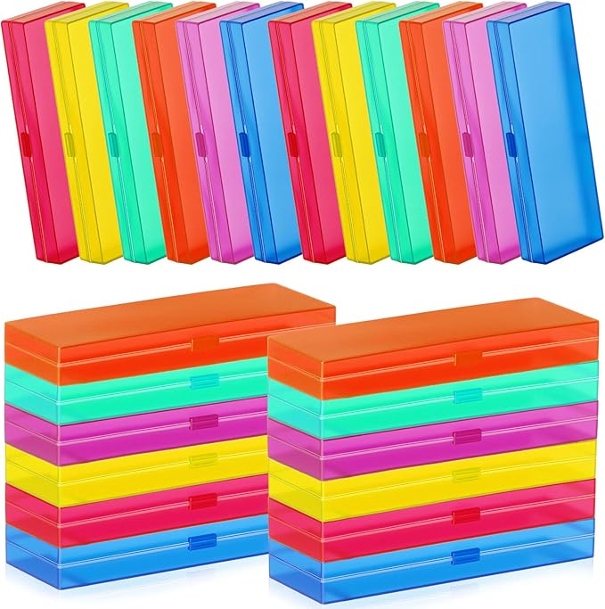 Fainne 24 Pcs Plastic Pencil Case Bulk Pencil Boxes Plastic Stationery Case by Fainne