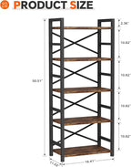 Organization and Storage, 5 Tier Bookshelf, Tall Bookcase - Image 3