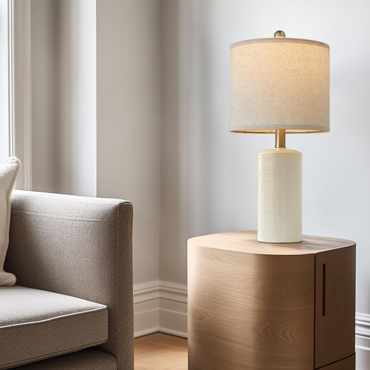 20.25" Small Single Table Lamp for Bedroom Modern Ceramic Nightstand Lamp