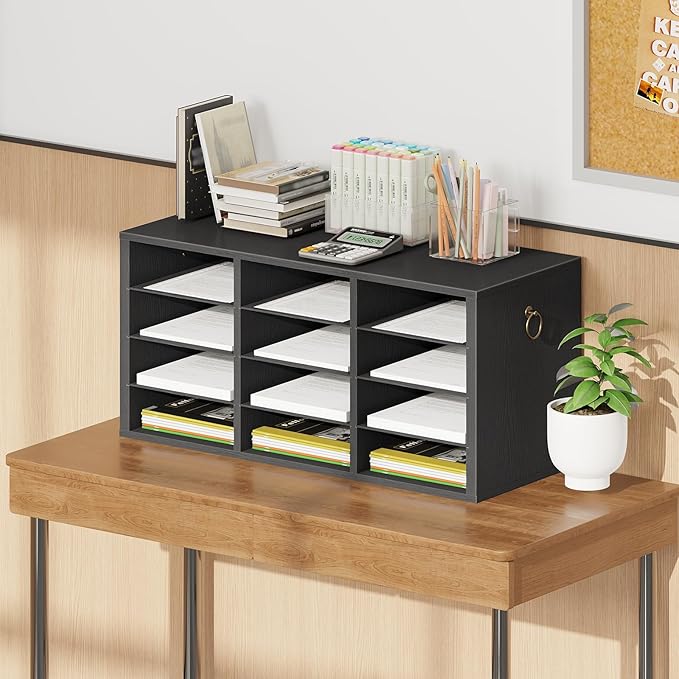 HOOBRO Countertop Mail Sorter, Wooden Literature Organizer, Student Mailbox - Image 9