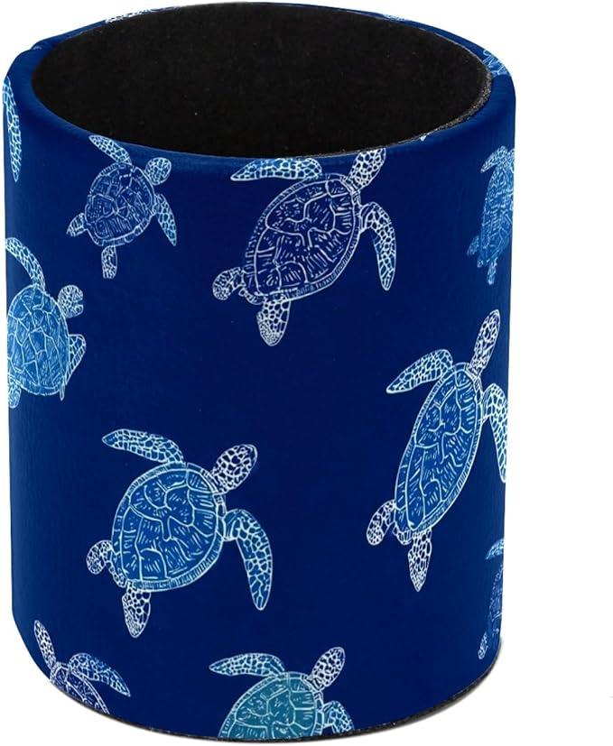 Leather Pen Holder for Desk Turtles Cartoon Pencil Cup Desktop Organizer Makeup by Unknown