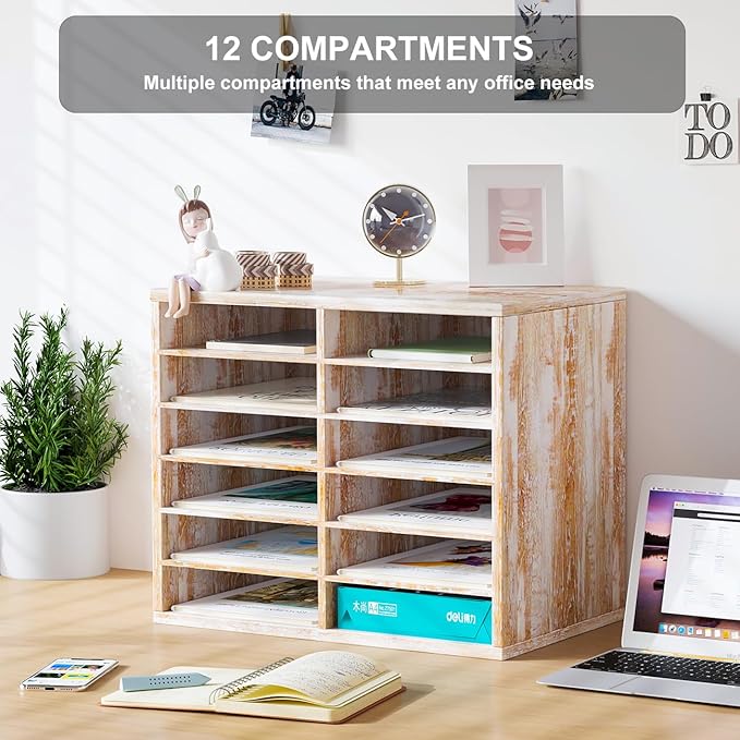 PAG Countertop Mail Sorter Organizer, Wooden Literature Organizer, Student - Image 4