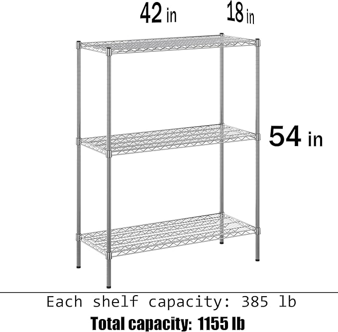 Regal Altair 18" Deep x 42" Wide x 54" Height Wire Shelving Kit | 3-Tier | NSF - Image 3