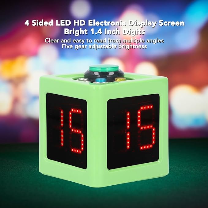 Green Rechargeable Cube Timer 1.4 Inch 4 Sided LED Digital Countdown Clock - Image 6