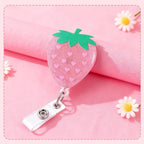 2Pcs Strawberry Badge Reel Retractable Personalized ID Name Badge Holder - Image 3